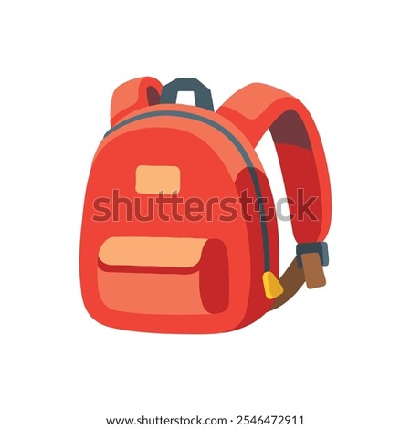 Red backpack emoji satchel. Vector illustration of school satchel. 