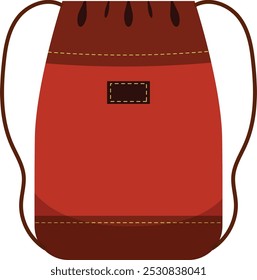 Red backpack featuring a drawstring closure and stylish leather details, perfect for carrying essentials in style. Ideal for showcasing your designs on a practical and trendy item