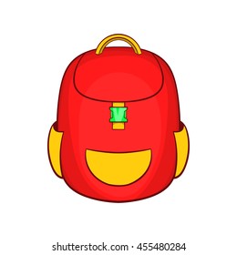 Red backpack icon in cartoon style on a white background