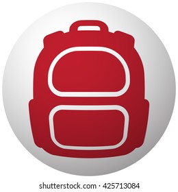 Red Backpack icon on white ball