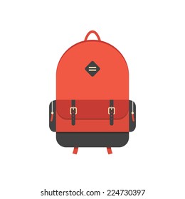 red backpack isolated on white background. flat style trendy modern vector illustration