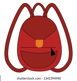 Red backpack for school illustration print vector on white background