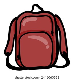 Red Backpack Vector Doodle Icon