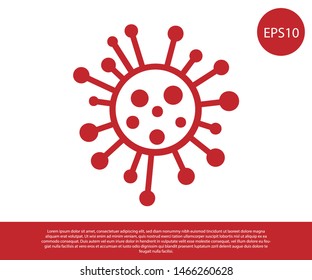 Red Bacteria icon isolated on white background. Bacteria and germs, microorganism disease causing, cell cancer, microbe, virus, fungi.  Vector Illustration