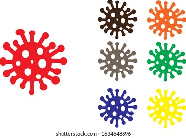Red Bacteria icon isolated on white background. Bacteria and germs, microorganism disease causing, cell cancer ,virus, microbe,fungi. Set color icon in circle buttons. Vector Illustration