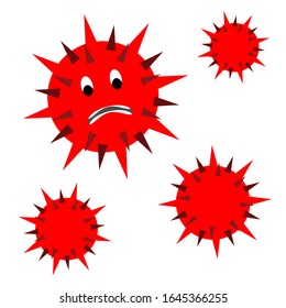 Red Bacteria icon isolated on white background. Bacteria and germs, disease causing, cell cancer, microbe, virus, fungi, Vector Illustration