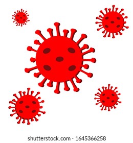 Icono de las bacterias rojas aislado en fondo blanco. Bacterias y gérmenes, causantes de enfermedades, cáncer celular, microbio, virus, hongos, Vector Ilustración