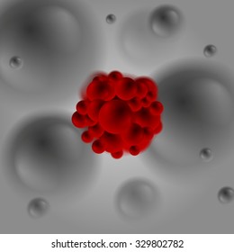 Red bacterium molecule on dark background. Vector design