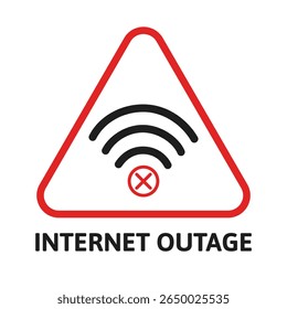 Símbolo Vermelho Ruim de Sinal de Aviso de Interrupção da Internet no Design de Atenção Triangular. para Avisos de Conexão com Erro, Perda de Alertas wi-fi, Falha de Rede. Recortar problema on-line solucionando problemas do vetor de cuidado.