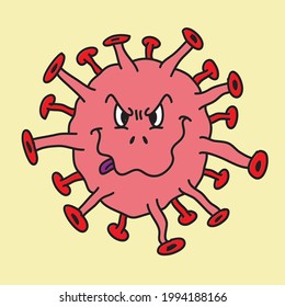 dibujo de la ilustración del vector del virus rojo malo 2