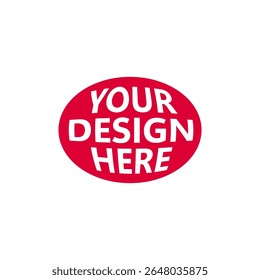 Red badge with bold text for customizable logo or branding mockup. modern and minimalistic style.