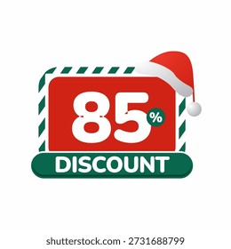 Crachá vermelho com 85% de desconto e chapéu de Papai Noel