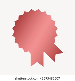 Red badge icon with ribbon. Simple red badge design. Award badge with ribbon. Red badge symbol for achievement or recognition. Minimalist style. Minimal shape vector.