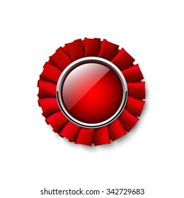 Red badge. Medal. Decoration. Vector illustration.