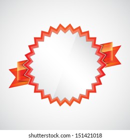 Red badge with ribbon on gray. Abstract background. EPS10 vector