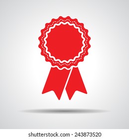 red badge with ribbons icon - vector illustration