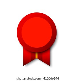 Red badge. Vector illustration.