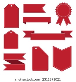 Red badges and labels template vector collection, set of promotion badge, ticker tag collection. Set of shopping banner