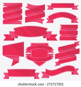 Red badges and labels templates set. Creative high quality design. Vector illustration