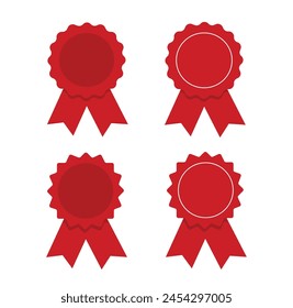 Insignias y cintas rojas. Ilustración vectorial