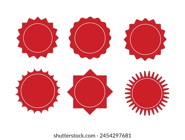 Red badges and ribbons. Vector illustration