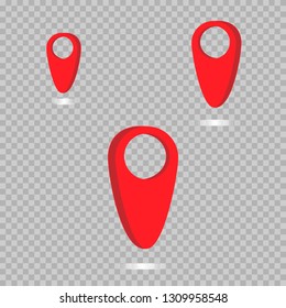 
red badges tags for map pointer on gray transparent background
