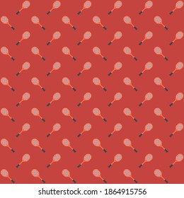 red badminton bat playing game on red background repeat pattern