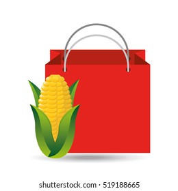 red bag buying corn cob vegetable vector illustration eps 10