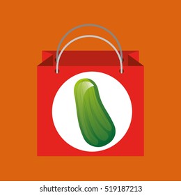 red bag buying harvest cucumber vegetable vector illustration eps 10