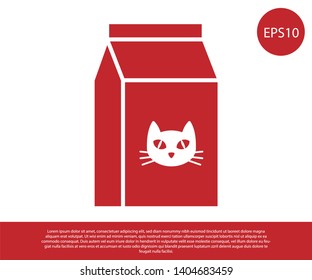 Red Bag of food for cat icon isolated on white background. Food for animals. Pet food package. Vector Illustration