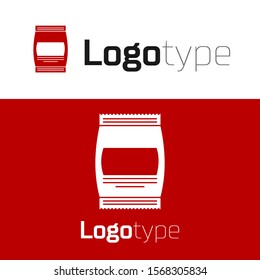 Red Bag of food icon isolated on white background. Food for animals. Pet food package. Logo design template element. Vector Illustration