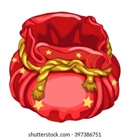 Red bag with gifts opened. Vector illustration.