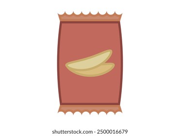 Red bag of potato chips on white background