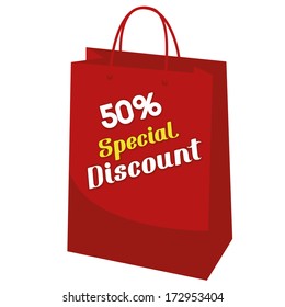 a red bag with some text for sales