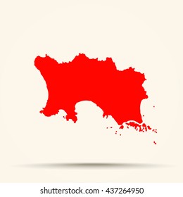 Red Bailiwick of Jersey Map Illustration