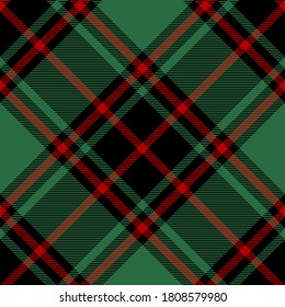 Red, Balck and green diagonal plaid Scottish seamless pattern.Christmas and New year concept.Vector illustration.Texture from tartan, plaid, tablecloths, clothes, shirts, paper, bedding,blanket.
