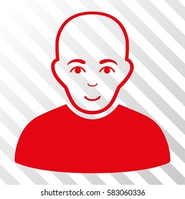Red Bald Man interface toolbar icon. Vector pictogram style is a flat symbol on diagonally hatched transparent background.