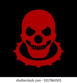 Red Bald Skull Clown Head Logo Emblem Symbol Vector Graphic Design