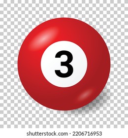 Red ball 3 on transparent background. Vector illustration