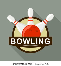 Red ball bowling logo. Flat illustration of red ball bowling vector logo for web design