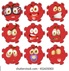 Red ball with facial expressions illustration