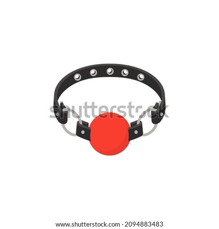 Red ball gag icon isolated on white background. BDSM game concept. Cartoon isometric style. Vector illustration.