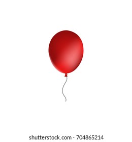 Red ball with glare and rope isolated on white background. Vector illustration.