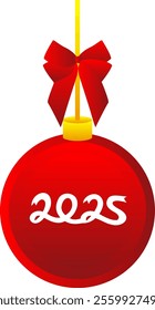 Red ball hanging new year 2025 