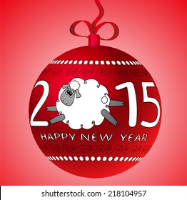 The red ball with the inscription 2015 , with sheep instead of zero .