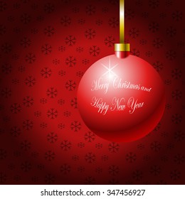 Red ball on red background, Christmas card (EPS 10)