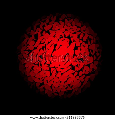 Red ball on a blak bakground