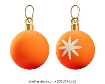 A red ball on the Christmas tree. 3d vector illustration.