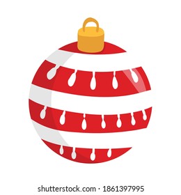 Red Ball Ornament For Christmas. Christmas Clipart Graphic Elements. Hand Drawn Christmas Ball
