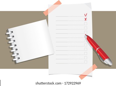 Red ball pen and application form template. Vector
